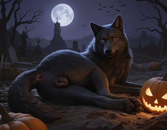 amber_eyes anatomically_correct anatomically_correct_genitalia anatomically_correct_pussy animal_genitalia animal_pussy anus black_body black_fur black_nose black_pawpads building butt canine_genitalia canine_pussy cemetery claws female feral fluffy fluffy_tail fog food fruit full_moon fur genitals halloween inner_ear_fluff jack-o'-lantern looking_at_viewer looking_back looking_back_at_viewer lying moon night on_front on_ground on_side outside pawpads paws plant presenting presenting_anus presenting_hindquarters presenting_pussy pumpkin pussy realistic_feral rear_view sky solo tail tail_anus tombstone tree tuft zerphy bat canid canine canis mammal wolf 2025 digital_media_(artwork) hi_res signature