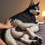 animal_genitalia animal_pussy anus butt canine_genitalia canine_pussy duo female feral fur genitals looking_at_viewer male male/female presenting pussy white_body white_fur director_donki canid canine canis domestic_dog human husky mammal nordic_sled_dog spitz