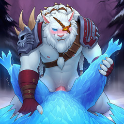 abs animal_genitalia anthro anthro_on_feral anthro_penetrating anthro_penetrating_female anthro_penetrating_feral bestiality blue_body blue_eyes blush bodily_fluids braided_hair braided_mane cloaca cloacal cloacal_penetration clothed clothing duo eye_patch eyewear feet female female_on_anthro female_penetrated female_pov feral feral_penetrated first_person_view forest forest_background from_front_position genital_fluids genitals hair heterochromia ice lying male male/female male_focus male_on_feral male_penetrating male_penetrating_female male_penetrating_feral mane motion_lines mouth_closed mythology nature nature_background navel on_back orange_eyes partially_clothed penetration penis plant pubic_fuzz sex shaking shoulder_armor snow spread_legs spreading talons teeth toes tree trembling white_body wings winter q_wings league_of_legends riot_games tencent anivia_(lol) rengar_(lol) avian bird elemental_creature felid feline lion mammal pantherine