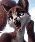 anthro blurry_eyes bodily_fluids cum cum_on_face female genital_fluids open_mouth purple_eyes solo surprised_expression whiskers lurktime_(director) mammal unknown_species