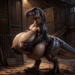 big_breasts breasts busty_feral female feral huge_breasts pregnant solo standing jfurryart605 dinosaur reptile scalie animated webm