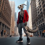 anthro bone clothing dragon footwear hoodie male omgechounknown reptile scalie shoes skeleton sneakers solo sweatpants topwear white_body wingless_dragon