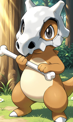 bone brown_body claws flower forest forest_background grass grey_eyes looking_at_viewer nature nature_background plant skull solo tail tree yiff_ai_(director) nintendo pokemon cubone generation_1_pokemon pokemon_(species) hi_res