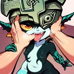 ambiguous_gender anthro duo female female/ambiguous first_person_view foreplay human_pov humanoid_hands mouth_play pov_hands mochimeow69 midna human mammal