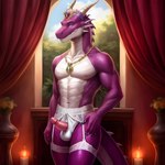 absurd_res anthro clothed clothing crossdressing dragon erection genitals hi_res lingerie male penis scalie solo twinklespark underwear underwear_only