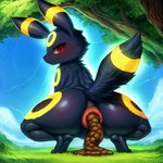 anatomically_correct anatomically_correct_anus anatomically_correct_genitalia anatomically_correct_pussy anthro anus eeveelution feces female front_view fur generation_2_pokemon genitals looking_at_viewer pokemon_(species) pussy scat solo spread_legs spreading umbreon