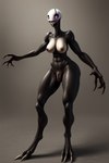 abs black_body breasts claws director_legoshi_brabo_ia fangs female garras genitals humanoid legoshi_brabo_ai long_neck monster muscular nightmare_fuel nipples nude red_eyes seductive smile solo teeth