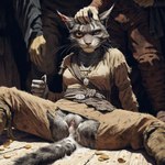 anthro bodily_fluids clothed clothing coin cum cum_in_pussy cum_inside female genital_fluids group humiliation male partially_clothed petting prostitution public public_sex sex hyperion felid feline human khajiit mammal