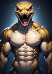 abs anthro athletic athletic_anthro athletic_male biceps looking_at_viewer male muscular muscular_anthro muscular_male nude obliques pecs ripped_muscles serratus solo tail tongue triceps vein anonymous_director reptile scalie snake hi_res