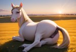 animal_genitalia animal_pussy blonde_hair equine_pussy female feral genitals hair looking_at_viewer looking_back nude nude_female pink_pussy pussy raised_tail solo tail_up white_body mare_fan_ultimate equid equine mammal