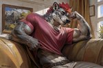 anthro askiewarg bedroom_eyes canid canine canis furniture hatiwarg_fursona male mammal muscular muscular_male narrowed_eyes on_sofa seductive sitting sitting_on_sofa sofa solo veiny_muscles wolf