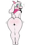 anthro butt embarrassed eyewear fur glasses green_eyewear green_glasses horn looking_at_viewer looking_back looking_back_at_viewer male pink_eyes pink_horn presenting presenting_hindquarters solo white_body white_fur synaker deltarune undertale_(series) ralsei bovid caprine goat mammal 2025 hi_res
