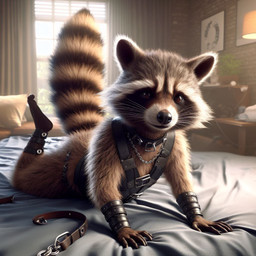 bdsm bondage bound feral hidden_genitalia male solo lerrmot rocket_raccoon mammal procyonid raccoon