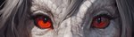 ambiguous_gender close-up detailed_scales extreme_close-up eyelashes grey_hair hair looking_at_viewer monotone_body monotone_scales red_eyes red_sclera scales solo ultrawide white_body white_scales scalesai scalie absurd_res detailed hi_res widescreen