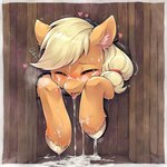 <3 after_oral after_sex applejack_(mlp) bodily_fluids cum cum_drip cum_in_mouth cum_inside dripping equid equine eyes_closed female feral genital_fluids horse incest_(lore) mammal motion_lines my_little_pony pony shaking solo stuck through_wall tongue tongue_out trembling venisoncreampie