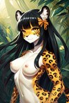 anthro black_hair female hair jungle nude solo felid jaguar mammal pantherine