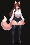 anthro belly boots bottomwear brown_hair camel_toe clothing female footwear frosting.ai hair hoodie legwear shorts smile smirk thigh_boots thigh_highs topwear renz canid canine fox mammal absurd_res digital_media_(artwork) hi_res pixel_(artwork)