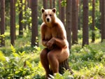 anthro black_nose breasts brown_body brown_fur female forest fur navel paws plant realistic realistic_fur realistic_lighting solo stump tree zabern mammal ursid absurd_res animated hi_res webm