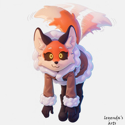 anthro black_clothing black_hands black_legwear black_pantyhose black_sclera boots clothing female flying footwear fur_coat hands legwear looking_at_viewer pantyhose simple_background smile solo white_background yellow_eyes leyendas_arts alice_the_vixen canid canine fox mammal hi_res watermark