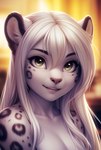 anthro felid female fur hi_res looking_at_viewer magacitl mammal pantherine smile snow_leopard solo