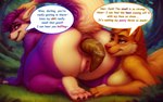 anthro anus butt_sniffing canid canine canis chocolatetoast dialogue duo feces female female/female genitals mammal pooping pooping_outside pussy raised_tail rear_view scat smell smelling_feces sniffing speech_bubble text wolf