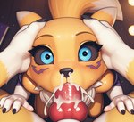3_fingers animal_genitalia animal_penis anthro anthro_on_anthro anthro_penetrated anthro_penetrating anthro_penetrating_anthro anthro_pov armwear biped black_nose black_sclera blue_eyes blush bodily_fluids canine_genitalia canine_penis chest_tuft claws clothing countershading cum cum_from_mouth cum_from_nose cum_in_mouth cum_in_nose cum_inside cum_on_face cum_on_penis cum_splatter dipstick_ears dipstick_tail duo ear_markings ejaculation erection eyelashes faceless_character faceless_male facial_markings fellatio female female_focus female_penetrated finger_claws fingers first_person_view fur genital_fluids genitals glistening glistening_body glistening_eyes glistening_genitalia glistening_penis hand_on_head head_markings high-angle_view intraspecies kneeling kneeling_oral_position knot leaking_cum looking_at_viewer looking_up male male/female male_on_anthro male_penetrating male_penetrating_anthro male_penetrating_female male_pov markings multicolored_body multicolored_ears nude oral oral_penetration orgasm penetrating_pov penetration penile penile_penetration penis penis_in_mouth sex solo_focus sweat tail tail_markings tuft white_body white_fur wide_eyed yellow_body yellow_fur anonymous_director digimon canid canine digimon_(species) mammal renamon