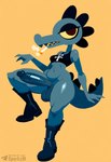 ankh anthro balls big_penis boots bottomless clothed clothing footwear genitals green_body gynomorph intersex penis sharp_teeth simple_background smoking solo teeth text yellow_eyes sergalbutt night_in_the_woods bea_santello crocodile crocodilian crocodylid reptile scalie hi_res signature url