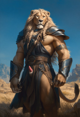 animal_genitalia animal_penis anthro armor feline_penis genitals male penis sheath solo warrior hyperion felid lion mammal pantherine hi_res