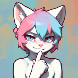 anthro blue_eyes fur hair keryesh4ka male multicolored_hair solo white_body white_fur domestic_cat felid feline felis mammal