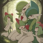 anthro arm_around_neck big_breasts breasts embrace family female forest group happy hug kneeling male male/female plant smiling_at_another tree koboldcollector nintendo pokemon gallade gardevoir generation_3_pokemon generation_4_pokemon kirlia pokemon_(species) ralts absurd_res hi_res