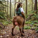 animal_genitalia animal_pussy anthro anus backpack belt big_butt blouse brown_body brown_fur butt classy clothing female fur genitals goat_ears green_clothing hair hooves horn long_hair looking_up nature nature_background nub_tail outdoors outside photorealism photorealistic pink_anus plant presenting presenting_hindquarters pussy realism realistic rear_view solo standing tan_body tan_fur teats thick_thighs topwear tree tuft udders white_clothing anonymous_director bovid bovid_taur caprine caprine_taur goat goat_taur mammal mammal_taur taur hi_res