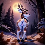 capreoline cervid female feral genitals hi_res hooves mammal pussy reindeer snow snowing solo venisoncreampie winter