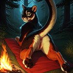 anus bedroom_eyes campfire felid female feral genitals hellowhatisthis looking_at_viewer mammal narrowed_eyes pantherine pussy raised_tail seductive solo