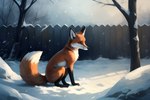 backyard canid canine cold depression feral fox male mammal neglect sad snow solo twinklespark winter winter_background