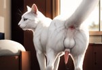 anatomically_correct anatomically_correct_genitalia animal_genitalia animal_penis anus balls bed bedroom bedroom_eyes bodily_fluids butt close-up detailed detailed_background detailed_fur director_firewolf domestic_cat felid feline feline_penis felis feral fur furniture genital_fluids genitals inside looking_at_viewer looking_back looking_back_at_viewer low-angle_view male mammal narrowed_eyes novelai penile_spines penis pony_diffusion_(model) precum presenting presenting_hindquarters raised_tail realistic realistic_fur rear_view seductive solo whiskers white_body white_fur window