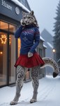 absurd_res anthro felid female geokicak hi_res leopard mammal pantherine snow solo