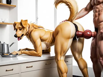 animal_genitalia animal_penis anthro bestiality big_penis black_butthole black_pussy blonde_hair bodily_fluids canine_genitalia canine_penis cum cum_inside duo ejaculation ejaculation_while_penetrated female feral from_behind_position fur genital_fluids genitals goldenretrieverlover hair huge_penis impregnation kitchen knot leaning leaning_forward male male/female mating penis plump_labia pussy pussy_ejaculation pussy_juice sex standing standing_doggystyle standing_sex yellow_body yellow_fur bird_dog canid canine canis domestic_dog golden_retriever human hunting_dog mammal retriever animated short_playtime webm