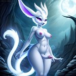 anthro breasts genitals gynomorph humanoid_genitalia humanoid_penis intersex penis small_breasts smile solo moonlit guardian_spirit humanoid spirit hi_res