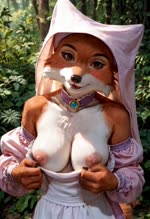 anthro breasts brown_eyes chest_tuft choker detailed_background exposed_breasts female forest fur jewelry looking_at_viewer multicolored_body multicolored_fur nature nature_background necklace nipples orange_body orange_fur outside plant pony_diffusion_(model) realistic realistic_fur realistic_lighting solo tree tuft two_tone_body two_tone_fur cattorihanzo maid_marian canid canine fox mammal animated hi_res webm