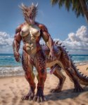 abs anthro beach breasts claws erection frontal_taur_genitals genitals herm horn intersex navel nipples on_all_fours penis pussy red_body red_scales scales sea seaside sky smile solo tongue water wolfs-chaser argonian centaur dragon dragon_taur equid equid_taur humanoid_taur mammal mammal_taur reptile reptile_taur scalie scalie_taur taur hi_res