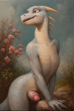 anthro bedroom_eyes big_penis erection femboy flower foreskin genitals horn humanoid_genitalia humanoid_penis male mythology narrowed_eyes nude open_mouth outside penile penis plant presenting scales seductive skinny slim smile solo teeth extravirginweaseloil dragon mythological_creature mythological_scalie scalie hi_res painting_(artwork) traditional_media_(artwork)