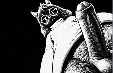 balls big_penis black_background black_body black_fur body_hair bottomless clothed clothing erection eyewear foreskin fur genital_focus genitals glasses horn humanoid_genitalia humanoid_penis looking_at_viewer looking_down low-angle_view male partially_retracted_foreskin penis penis_focus presenting presenting_penis pubes seductive simple_background smile solo topwear worm's-eye_view unknown_director deltarune undertale_(series) ralsei bovid caprine goat mammal greyscale hi_res monochrome