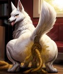 anatomically_correct anatomically_correct_anus anatomically_correct_genitalia anatomically_correct_pussy animal_focus anubis anus crouching deity fart fart_fetish feces female feral fur gaping gaping_anus genitals hi_res looking_at_viewer pussy rear_view scat solo spread_legs spreading