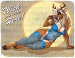 anthro antlers belly blonde_hair blue_clothing camel_toe clothing cloven_hooves colored_nails curvy_figure digitigrade draw_me_like_one_of_your_french_girls eyebrows eyelashes eyeshadow female hair hair_over_eye half-closed_eyes hooves horn legwear leotard lips looking_at_viewer lying makeup nails narrowed_eyes navel on_side one_eye_obstructed pinup pose solo stockings teasing translucent translucent_clothing undressing voluptuous voluptuous_female gilkardex velvet_(gilkardex) capreoline cervid mammal reindeer absurd_res hi_res