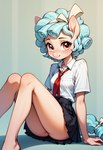 anthro bottomwear butt clothing female long_legs looking_at_viewer miniskirt school_uniform sitting skirt solo teenager uniform young foxlover7796 cozy_glow_(mlp) equid equine horse mammal pony hi_res