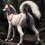 absurd_res amaterasu_(okami) anatomically_correct anatomically_correct_genitalia animal_genitalia animal_pussy anus bedroom_eyes bodily_fluids butt canid canine canine_genitalia canine_pussy canis detailed detailed_background detailed_fur director_firewolf fangs female feral forest fur furryrock_(model) genital_fluids genitals hi_res hyper_realistic_ai looking_at_viewer looking_back looking_back_at_viewer mammal markings narrowed_eyes outside paws photorealism photorealistic plant presenting presenting_anus presenting_hindquarters presenting_pussy pussy pussy_juice raised_tail realistic realistic_fur rear_view red_markings rock seductive solo tree white_body white_fur wolf