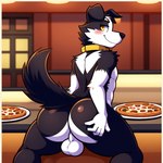 animatronic_male anthro big_ass big_butt black_body black_fur blush butt butt_focus collar collar_only five_nights_at_freddy's food frosting.ai fur hand_on_butt machine male male_focus nude pizza smile solo solo_focus white_body white_fur yellow_eyes candougie those_nights_at_rachel's doug_(tnar) animatronic border_collie canid canine canis collie domestic_dog herding_dog mammal pastoral_dog robot sheepdog