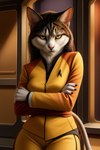 angry_expression anthro arms_crossed clothing female grumpy looking_at_viewer solo star_trek starfleet uniform yellow_eyes angry_puppy animal_humanoid cat_humanoid domestic_cat felid felid_humanoid feline feline_humanoid felis humanoid mammal mammal_humanoid