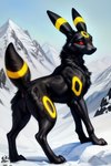 animal_genitalia animal_pussy black_body butt canine_genitalia canine_pussy day eeveelution female feral generation_2_pokemon genitals looking_at_viewer outside paws pokemon_(species) pussy raised_tail red_eyes solo umbreon