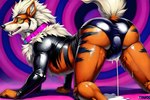 arcanine bodily_fluids canid collar cum cum_drip diaper dripping female feral generation_1_pokemon genital_fluids goopy_feral hi_res hypno_eyes hypnosis latex_clothing mammal mind_control nintendo pokemon_(species) solo